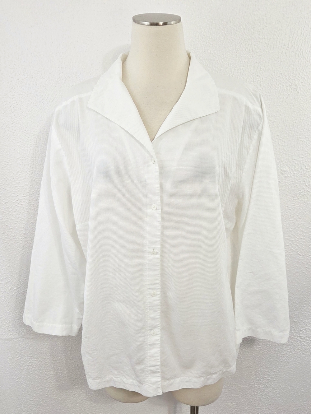 Eileen Fisher plain white button down shirt long sleeve women's plus size 3X